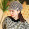677888帽子女秋冬天貝雷帽韓版學(xué)生日系八角帽冬天羊毛呢千鳥(niǎo)格 曬單實(shí)拍圖