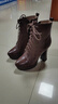 貝蘭思琦牛皮圓頭厚底超高跟短靴女秋季新款歐美系帶防水臺粗跟馬丁靴5402 棕色 36 曬單實(shí)拍圖