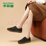 木林森（MULINSEN）女鞋秋冬皮鞋通勤百搭女士樂(lè )福鞋豆豆鞋女一腳蹬單鞋女 黑色 37 曬單實(shí)拍圖