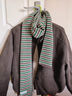 俞兆林（YUZHAOLIN）復古綠色2025新款條紋針織圍巾女冬季感時(shí)尚百搭保暖披肩圍脖禮盒 咖色撞色條紋 曬單實(shí)拍圖