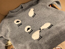ONEDEW國際品牌100%山羊絨男女童手工繡立體小羊毛衣可愛(ài)保暖兒童羊絨衫 灰色繡小羊 120 cm 曬單實(shí)拍圖