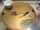 京也手彩純黃銅茶盤(pán)圓形高檔干泡茶臺家用儲水式功夫茶托盤(pán)中式 手彩純黃銅圓茶盤(pán)（疏荷沙鳥(niǎo)圖） 曬單實(shí)拍圖