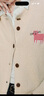 初語(yǔ)毛衣2025秋季新款貓咪貼布繡減齡萌趣含羊毛軟糯開(kāi)衫外套 米白色 M 曬單實(shí)拍圖