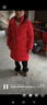 皮爾卡丹（pierre cardin）整張棉時(shí)尚大毛領(lǐng)羽絨棉衣女中長(cháng)款可卸帽棉服修身顯瘦棉襖外套潮 紅色 XL 115-130斤 曬單實(shí)拍圖