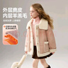 ASK JUNIOR兒童皮毛一體加絨加厚棉衣外套25冬季大童夾棉保暖連帽夾克女童 曬單實(shí)拍圖