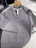 花花公子（PLAYBOY）假兩件毛衣男款2026春秋新款V領(lǐng)針織衫男內搭青少年套頭毛線(xiàn)衣 10328/Y101淺灰 XL （建議120-135斤） 曬單實(shí)拍圖
