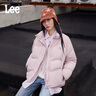 Lee25秋冬新品舒適版立領(lǐng)插肩袖小Logo徽標車(chē)縫線(xiàn)女羽絨服 粉紫色 XL 曬單實(shí)拍圖
