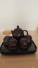 原礦紫砂茶具套裝變色龍鳳泡茶壺功夫茶杯陶瓷家用茶具一整套禮盒 紫砂-喜鵲龍蛋壺四杯+黑四方盤(pán) 曬單實(shí)拍圖