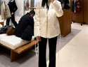edition羽絨服女2025冬季新款綁帶收腰拼接西裝假兩件鵝絨服外套 米白色 M 曬單實(shí)拍圖