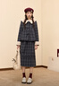 紫涵（ZIHAN）紫涵毛呢藍灰格紋毛絨翻領(lǐng)外套a字半身裙兩件套裝女2025冬季新款 藍灰格 S 曬單實(shí)拍圖