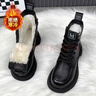 大東秘語(yǔ)雪地靴皮毛一體短靴馬丁靴女冬季保暖加厚厚底防滑棉鞋 黑色大棉 38 (240mm) 曬單實(shí)拍圖