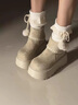 啄木鳥(niǎo)厚底雪地靴女2025冬季新款復古小個(gè)子增高棉鞋加絨保暖勃肯短靴子 米白色【加絨加厚保暖】 37 (235mm) 曬單實(shí)拍圖