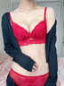 都市麗人本命年紅色內衣女馬年套裝女士蕾絲小胸聚攏無(wú)痕結婚新娘文胸罩 【法式刺繡蕾絲套裝】 【文胸+內褲+襪子】 L 34/75AB 曬單實(shí)拍圖