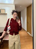 Olrain歐芮兒新年紅色毛衣女裝春季簡(jiǎn)約小刺繡針織衫本命年上衣 紅色 L 曬單實(shí)拍圖