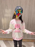 唐獅春季女童休閑套裝耐磨刺繡牛仔褲女孩透氣長(cháng)袖扎染衛衣 粉黃 130 曬單實(shí)拍圖