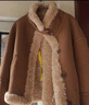 三彩2025冬季新款【可機洗懶人皮草】仿麂皮雙面穿毛毛外套M 卡其色 L 165/88A 曬單實(shí)拍圖
