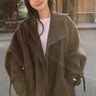 pusumede風(fēng)旅漫歌羊毛雙面呢大衣女寬松氣質(zhì)中長(cháng)款毛呢外套 咖啡色（100%羊毛） 現貨 S 曬單實(shí)拍圖