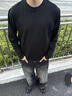 haonanhuang奧地利蘭精莫代爾羊毛混紡柔軟親膚垂感圓領(lǐng)長(cháng)袖T恤 漆黑 M 曬單實(shí)拍圖