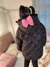 G.duck女童羽絨服外套秋冬裝洋氣中長(cháng)款羽絨棉服2025新款兒童裝加厚 帽子撞色蝴蝶結羽絨服 130 cm 曬單實(shí)拍圖