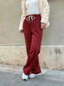 都市麗人紅色褲子女款2026年最新款加絨冬季寬松闊腿褲本命年馬年女衣服 曬單實(shí)拍圖