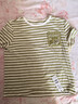 百圖betu女裝夏季新款T恤百搭圓領(lǐng)條紋編織繡花圖案短袖女2406T14 綠白條 M 曬單實(shí)拍圖