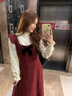 啄木鳥(niǎo)2026新款圣誕穿搭一整套裝韓系穿搭復古紅色背帶連衣裙子女秋冬季 洋裝【單件】 S 40/45kg 曬單實(shí)拍圖