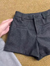 魯雅爾灰色辣妹毛呢短褲女冬季高腰顯瘦闊腿五分褲設計感打底外穿熱褲子 深灰色 M 曬單實(shí)拍圖