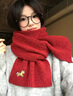 啄木鳥(niǎo)（TUCANO）小馬軟糯圍巾女羊毛混紡冬季感加厚保暖防寒圍脖韓系男女百搭冬款 紅色 曬單實(shí)拍圖