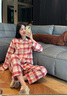GP MADAM高級感無(wú)印風(fēng)純棉格子高端睡衣男女春秋長(cháng)袖可外穿家居服情侶套裝 蜜桃格女（長(cháng)袖長(cháng)褲） L 女L建議110-130斤 曬單實(shí)拍圖
