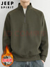 JEEP SPIRIT吉普半拉鏈衛衣男秋冬季韓版立領(lǐng)針織衫男潮流上衣 軍綠加絨 XL 曬單實(shí)拍圖