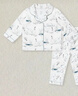 nest designs兒童家居服套裝男女童寶寶家居服套裝彈力長(cháng)袖長(cháng)褲開(kāi)襟兒童睡衣 純棉-鯨魚(yú)漫漫 90 （建議身高80-92cm） 曬單實(shí)拍圖