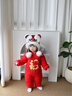 丸圖 ONETU嬰兒連體衣夾棉衣服新生兒爬行服包屁衣加厚拜年服福氣臨門(mén)90cm 曬單實(shí)拍圖