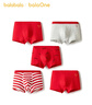 巴拉巴拉童裝兒童內褲平角棉男童短褲四角褲不夾PP五條裝寶寶紅色親膚新年 曬單實(shí)拍圖