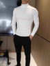 利郎秋冬款半高領(lǐng)純棉T恤男長(cháng)袖內搭彈力體恤韓版修身中領(lǐng)打底衫上衣 白色  常規 M (90-110斤) 曬單實(shí)拍圖