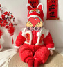 愛(ài)寶適拜年服嬰兒連體衣秋冬寶寶周歲百天紅色衣服過(guò)年棉服帶帽73碼T130 曬單實(shí)拍圖