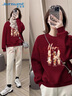 真維斯（Jeanswest）紅色衛衣外套女秋冬加絨加厚圓領(lǐng)套頭新年上衣2026馬年本命年衣服 曬單實(shí)拍圖