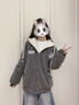 初高中學(xué)生燈芯絨羊羔毛外套女秋冬加絨加厚超好看大碼棒球服棉服 灰色【薄款】 M 曬單實(shí)拍圖