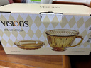 康寧（VISIONS）琥珀色早餐杯玻璃杯燕麥牛奶杯家用帶蓋勺子咖啡杯2杯2蓋2勺 曬單實(shí)拍圖