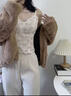 浪莎（LangSha）保暖背心內衣女帶胸墊2025新款秋冬季法式性感蕾絲內搭吊帶打底衫 米白色 XL (80C/85AB) 130-145斤 曬單實(shí)拍圖