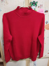 恒源祥厚款保暖純羊毛衫女裝秋冬新款半高領(lǐng)套頭毛衣女裝純色打底針織衫 紅寶石（中國紅） （半高領(lǐng)） XL /175/96A 曬單實(shí)拍圖