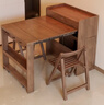 掘素島臺折疊餐桌一體可伸縮家用小戶(hù)型多功能實(shí)木抽拉椅隱形飯桌 島臺折疊餐桌+4折疊椅-原木色-整裝 曬單實(shí)拍圖