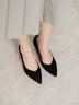 千百度（C.BANNER）【靜音系列】羊皮細高跟鞋淺口單鞋女氣質(zhì)百搭A24157795 黑色 36 曬單實(shí)拍圖
