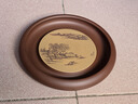 俊器萬(wàn)相宜興紫砂壺承圓形壺托手工家用養壺盤(pán)茶壺底座小茶盤(pán)蓄水式茶具盤(pán) 紫砂壺托 山水款 曬單實(shí)拍圖