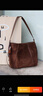百麗禮物女包26春新流浪摩卡升級版中號麂皮hobo包托特包Z9411AX6 啡色 F 曬單實(shí)拍圖