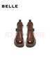 百麗（Belle）黑巧靴抓皺牛皮時(shí)裝靴女2025冬新商場(chǎng)同款切爾西短靴E8P1DDD5 黑色-絨里 38 (240mm) 曬單實(shí)拍圖