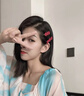 韓版ins高級質(zhì)感奶油酒紅小花朵碎發(fā)夾邊夾氣質(zhì)甜美劉海鴨嘴夾子 紅色單個(gè) 曬單實(shí)拍圖