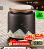 瓷牌茗茶具陶瓷儲存茶葉罐子家用小號防潮儲茶密封罐功夫茶具配件 黑陶《青山飛鳥(niǎo)》茶葉罐 210ml 曬單實(shí)拍圖