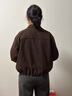 朗文斯?。↙.WEST）咖色立領(lǐng)短外套女2025冬季新款小個(gè)子短款高級感夾克上衣 咖啡 M 100-110斤 曬單實(shí)拍圖