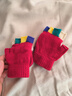 爾山集寶寶手套冬季保暖1-2-3歲男女童半指分指翻蓋兒童防寒手套 半指手套大紅色 均碼 曬單實(shí)拍圖