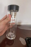 水宜生玻璃杯男士水杯透明茶杯便攜旅行雙層玻璃水杯隔熱杯子 G710 睿智黑 400ML 曬單實(shí)拍圖